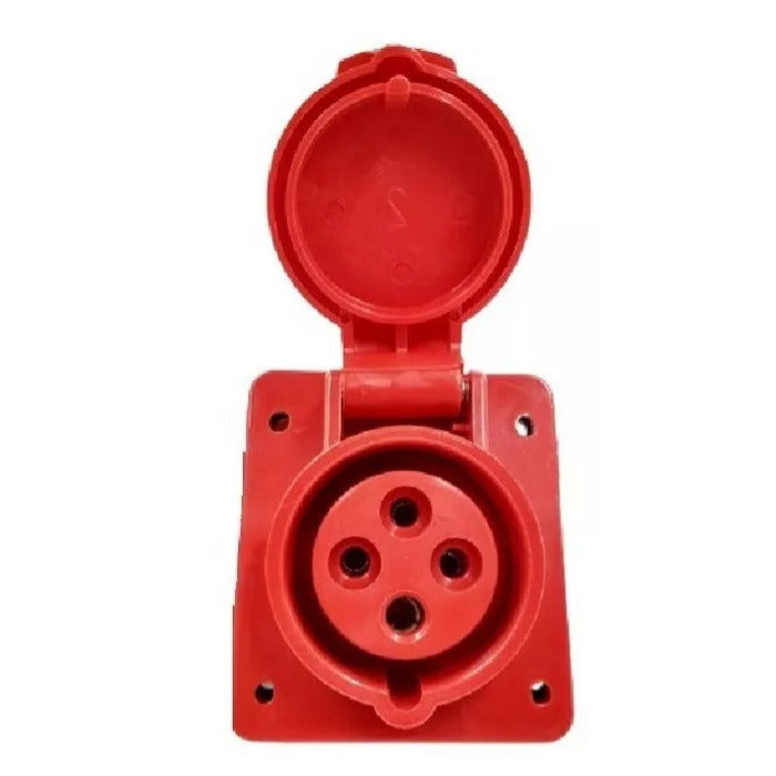 tomada industrial embutir 3P+T 63A 6H vermelho 380~440Vca linha premium TEW-63P4H6E53 WEG 12821838 [12.10.02.008]