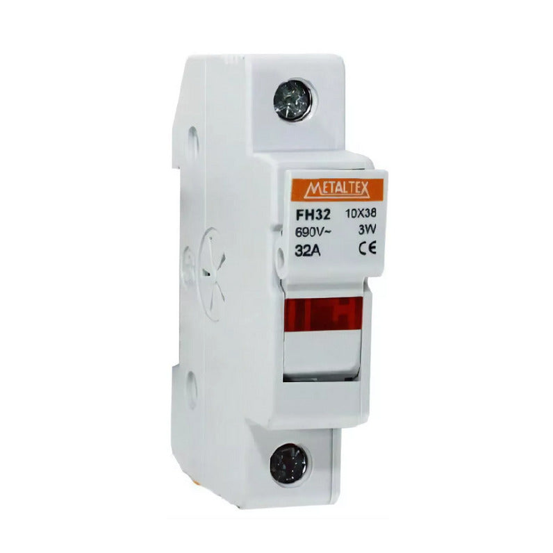 porta fusivel cartucho 10x38mm monopolar 32A 500V METALTEX FH321 [11.06.01.041]