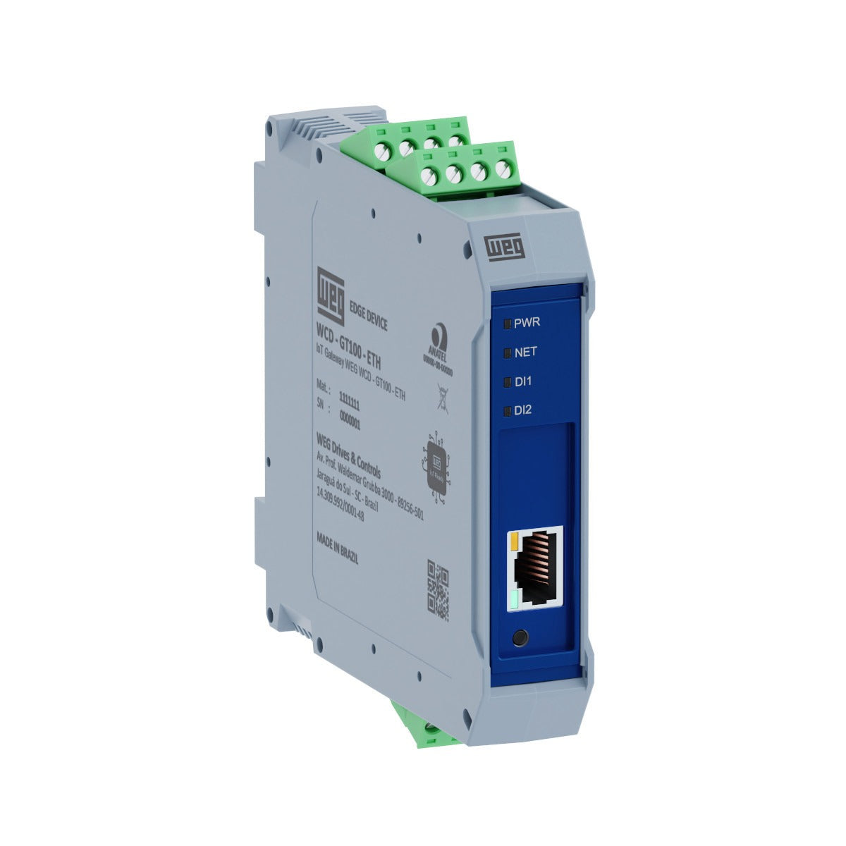 WEM gateway RS485/ethernet p/MMW03 (MQTT modbus RT/TCP) WCD-GT100-V1- ETH WEG 16403406  [12.06.01.030]