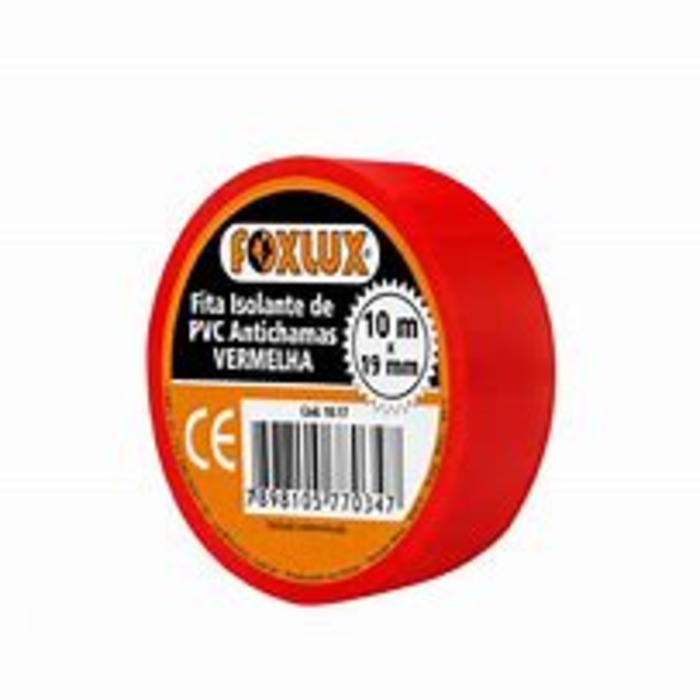fita isolante VERMELHA rolo 10m c/1 und FOXLUX 10.17 [11.01.03.001]
