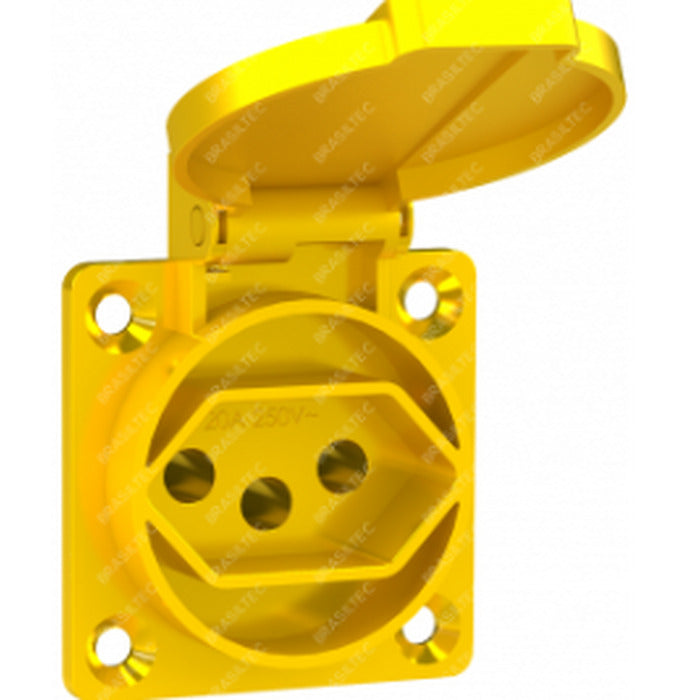 tomada embutir 2P+T 20A residencial/padrao brasileiro AMARELA 110/130Vca 1486501 [12.10.02.004]