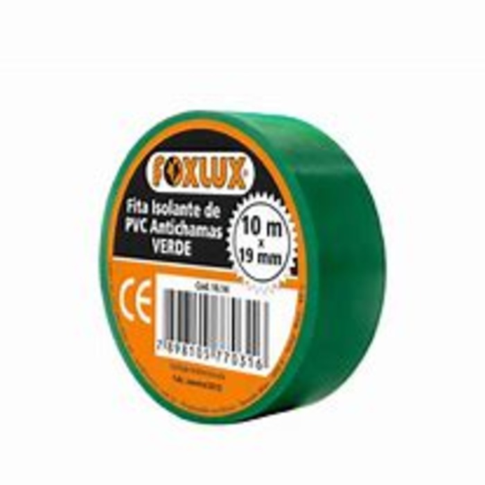 fita isolante VERDE rolo 10m c/1 und FOXLUX 10.14 [11.01.03.007]
