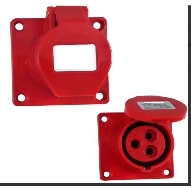 tomada industrial embutir 2P+T 32A 9H vermelho 380~440Vca IP44 linha standard TEWD-32P3H9E53 WEG 14685008 [12.14.02.004]