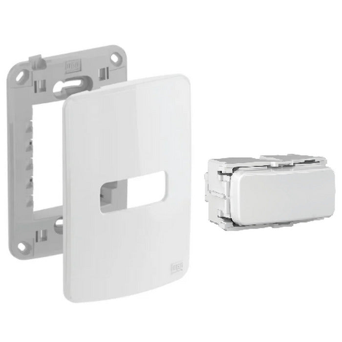 1 interruptor simples 10A + placa 4x2" + suporte branco COMPOSE WEG 13272418 [12.02.01.010]