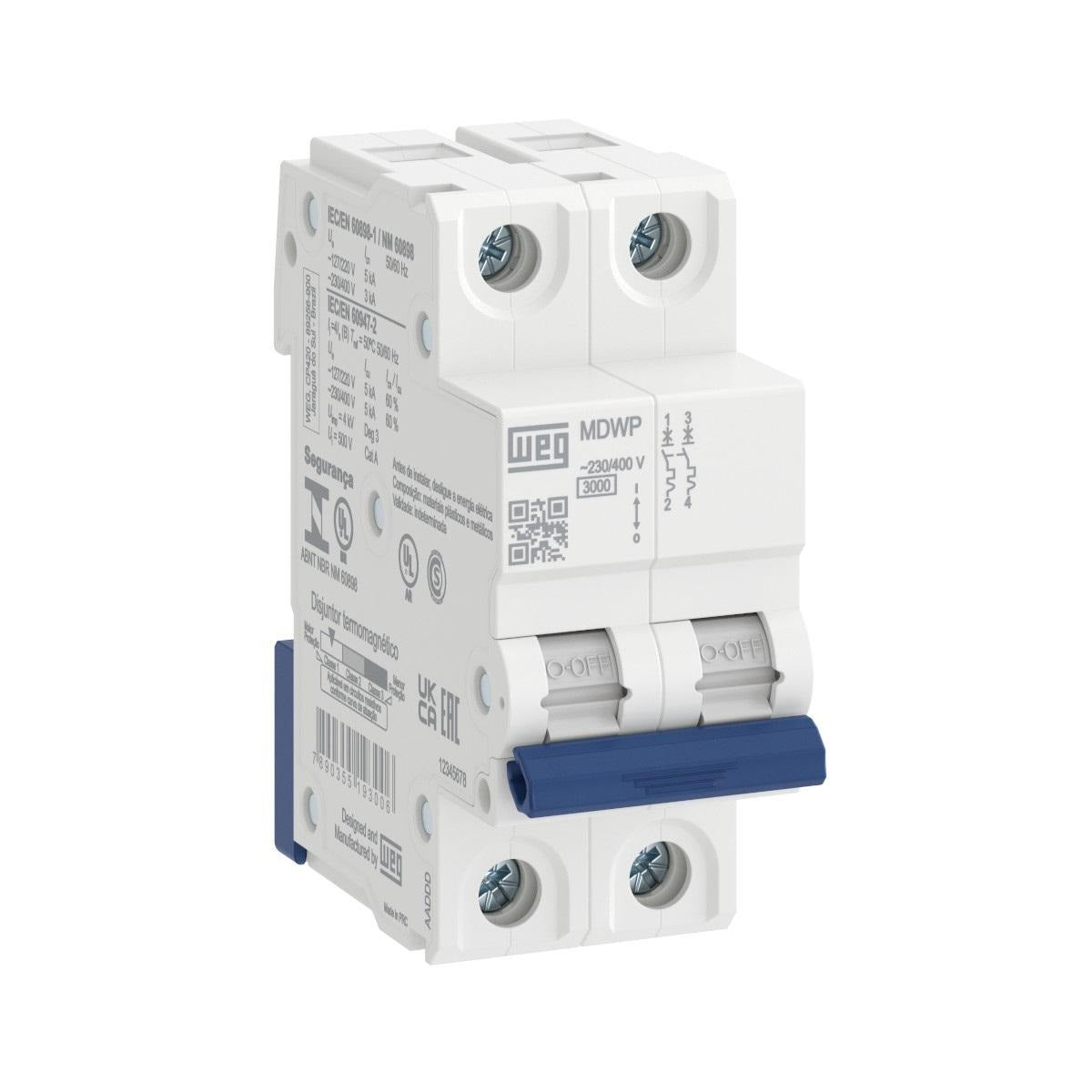 disjuntor DIN 2x50A 3kA MDWP-C50A-2 WEG 15265739