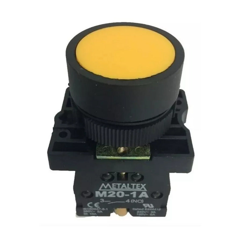 botao impulso 22mm AMARELO 1NA METALTEX P20AFR-Y-1A [11.10.01.002]