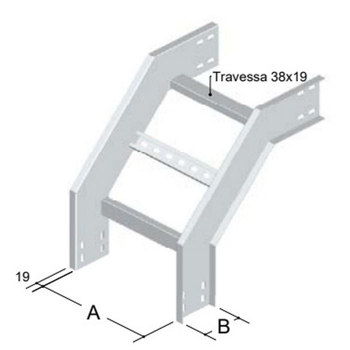 curva vertical externa 90º p/leito aba ext.19mm 200x100 galv fogo #18 INECEL IN-3015 ..