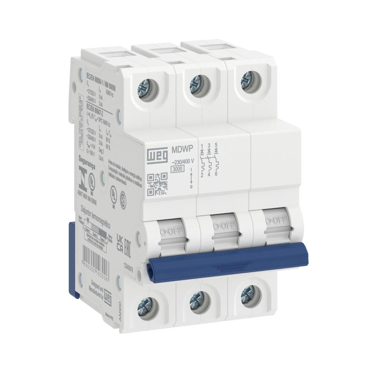 disjuntor DIN 3x10A 3kA MDWP-C10A-3 WEG 15265745 [12.13.01.026]
