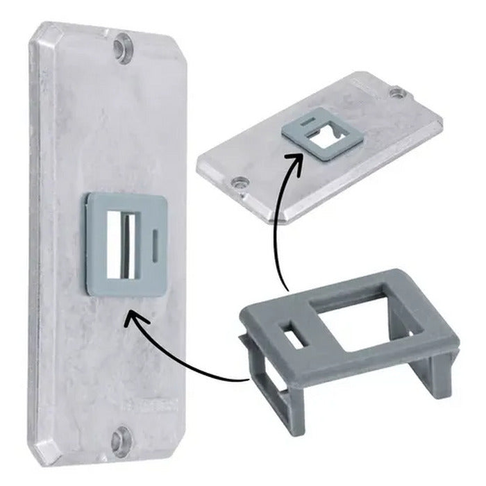 suporte/modura PVC cinza p/tomada RJ45 MCRJ PVC WETZEL E073050002 [unidade]