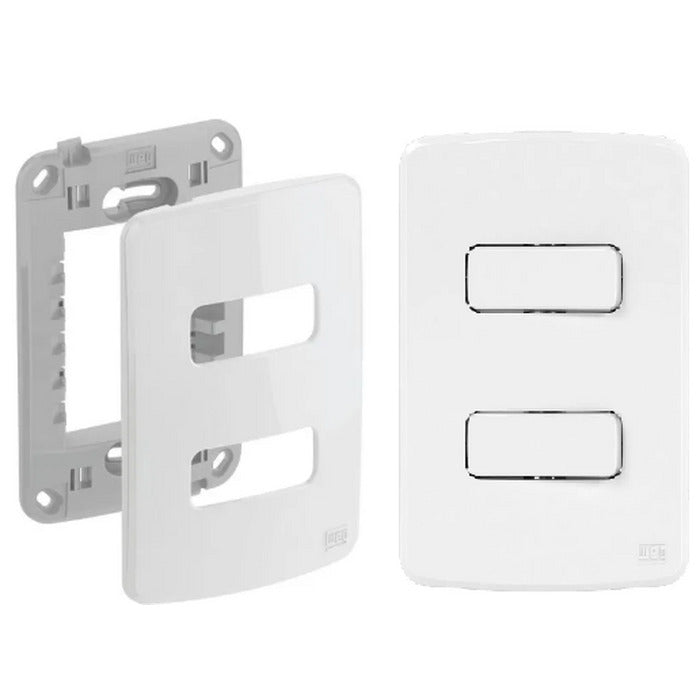 2 interruptor simples 10A + placa 4x2" + suporte branco COMPOSE WEG 13272420 [12.02.01.011]