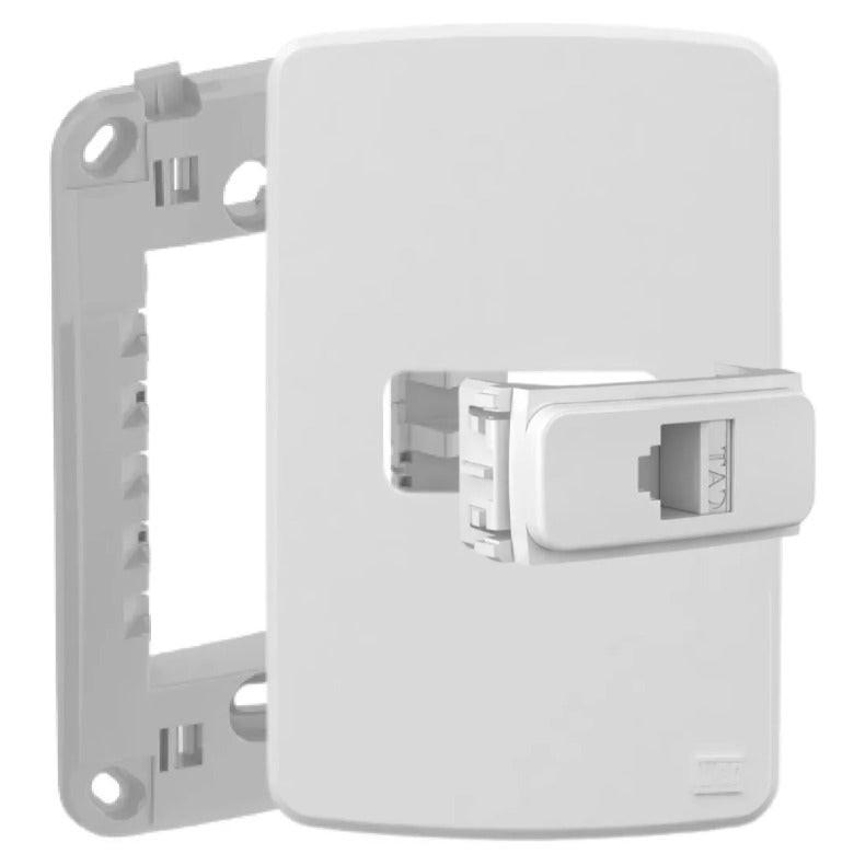 1 tomada RJ45 keystone CAT5 + placa 4x2" + suporte branco COMPOSE WEG 13272935  [12.02.02.012]