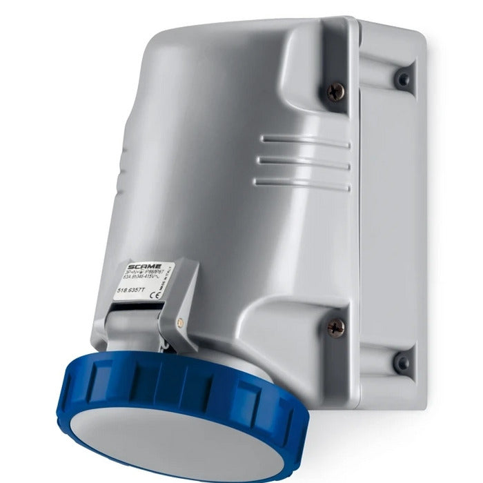 tomada industrial sobrepor 3P+T 63A 9H azul 200~250Vca linha premium TSW-63P4H9E57 WEG 12822081 [12.10.02.012]