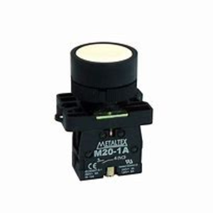 botao impulso 22mm BRANCO 1NA METALTEX P20AFR-W-1A [11.10.01.004]