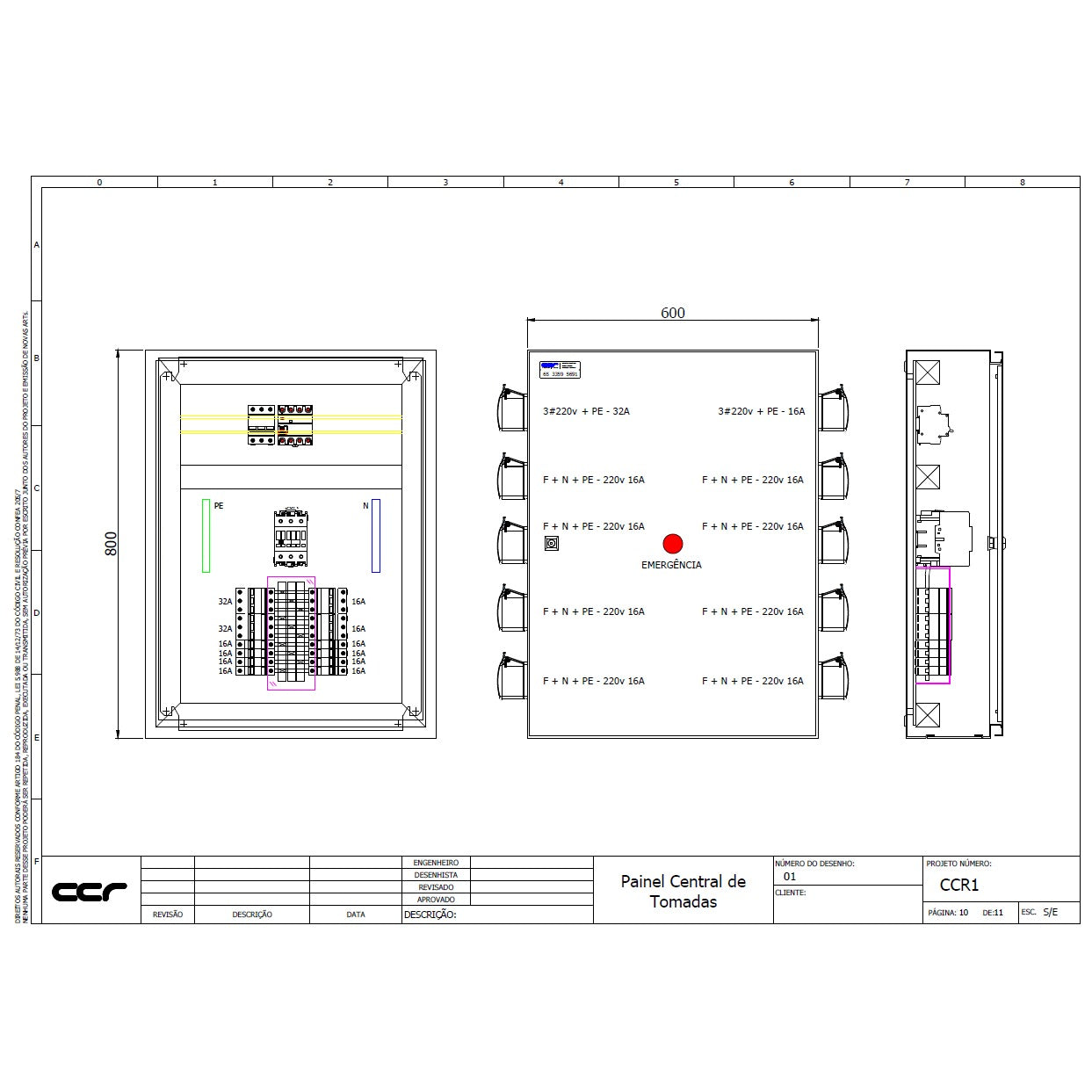 [kit.CCR] Quadro tomadas 3#220/127Vca QT HTB/SPE