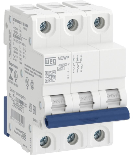 disjuntor DIN 3x25A 3kA MDWP-C25A-3 WEG 15265762 [12.14.01.001]