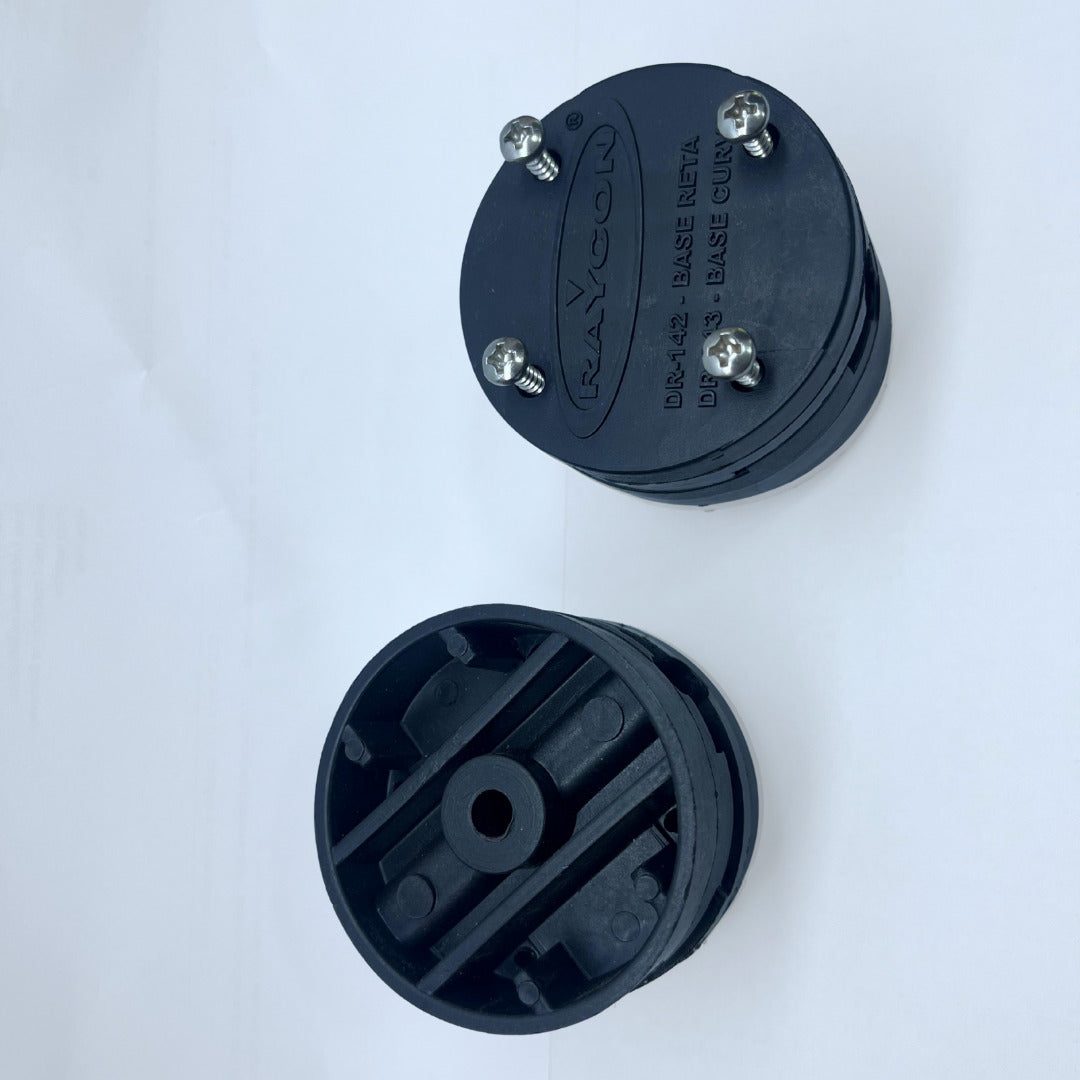 fixador base plana PVC preto cabo até 50mm²/fita aluminio 7/8"x1/8" RAYCON DR-142 [13.09.02.002]