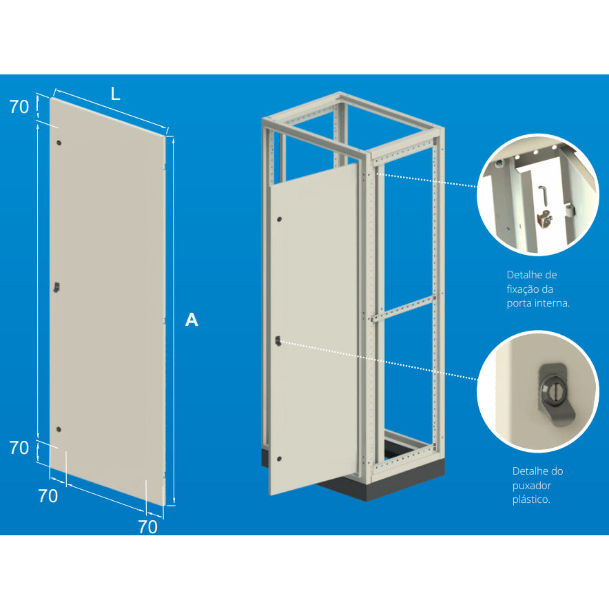 porta interna p/armario 2200x800mm RAL7035 OPCAO SPP20-2280 R75