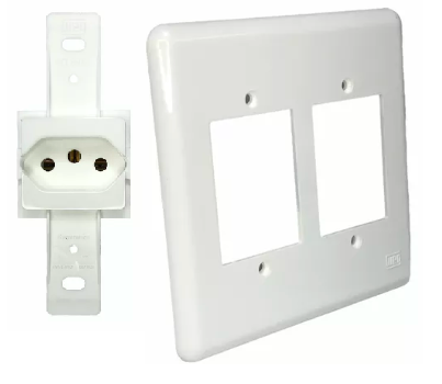 2 tomada 10A c/placa 4x4" KLIN WEG 13330435 [12.04.01.007]